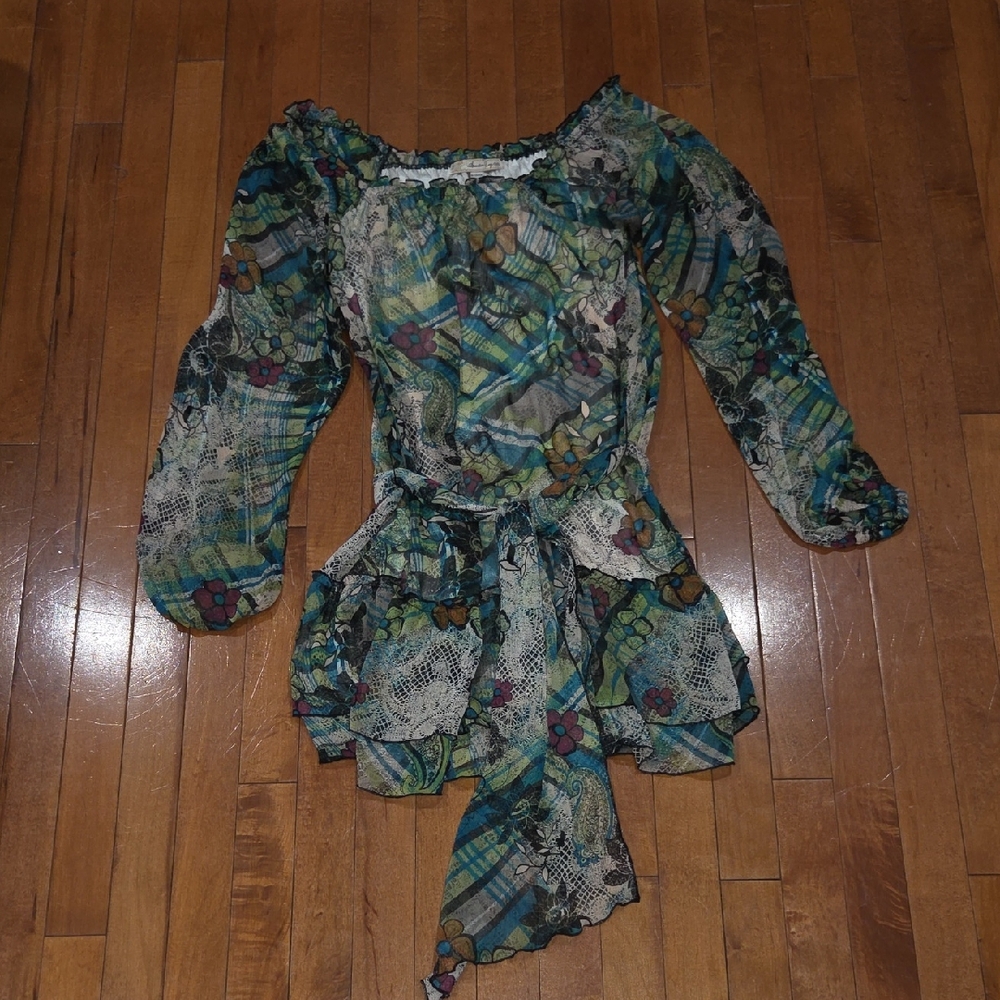 Sheer Boho Peplum Top American Rag – Size Small